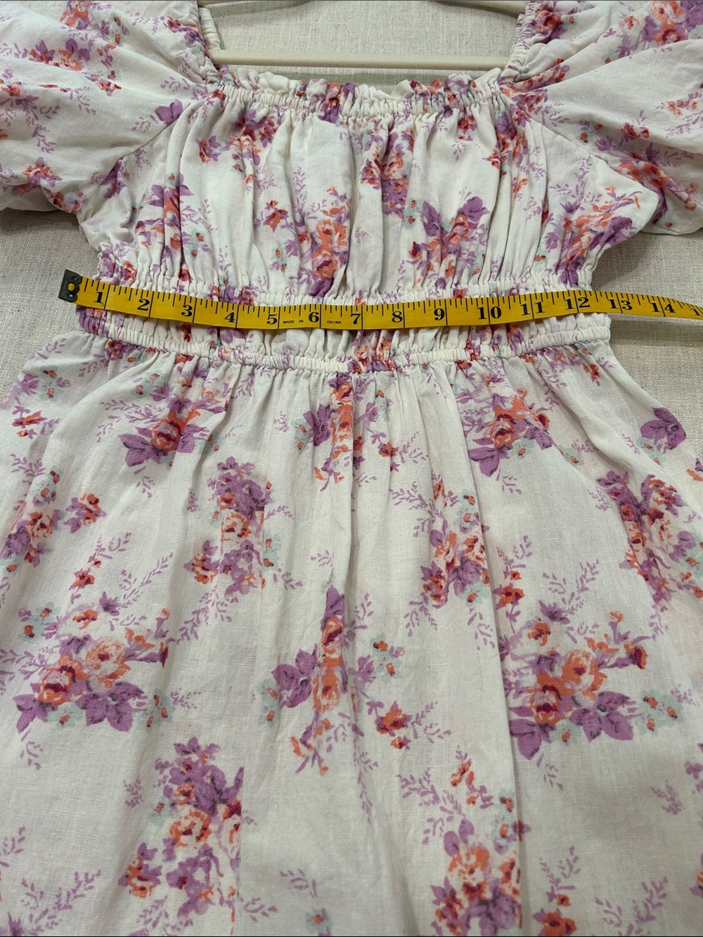 Dizzy Lizzy Dress Floral Puff-Sleeve Smocked Waist Ruffle Tier Hem Cottage Midi - Picture 10 of 16
